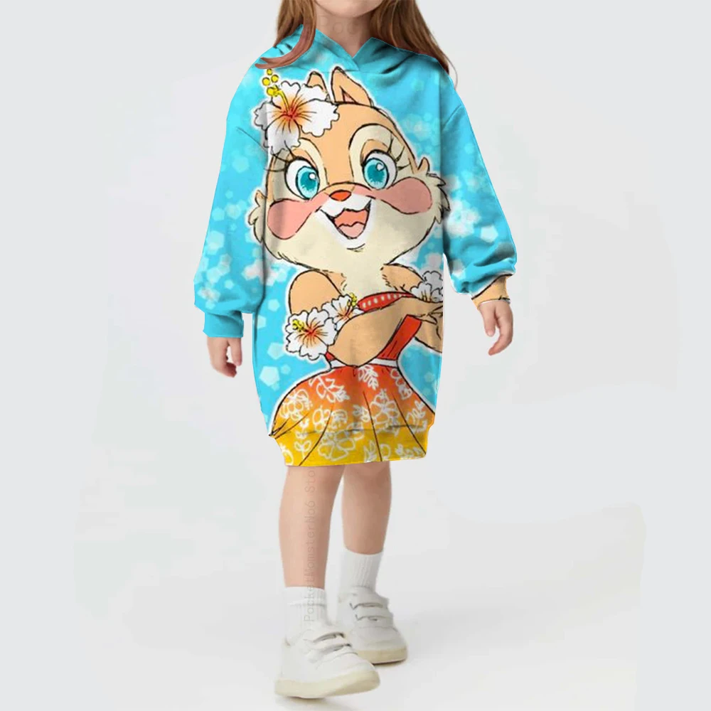 Disney Autumn and Winter Frozen Princess Elsa Hoodie Printed Dress Casual Sweater Girl Princess Birthday Party Fashion Hoodie