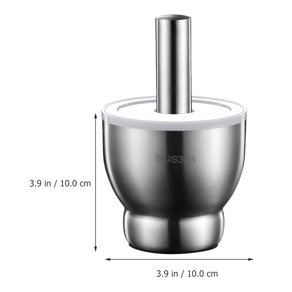 

1set 1Set Stainless Steel Mortar Pestle Set With Lid Food Grade 304 Rust Proof Spice Crusher Grinding Bowl Non Slip Base