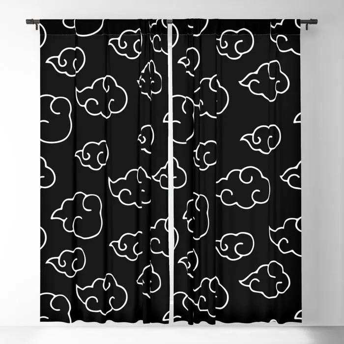 Akatsuki Cloud Black & White Blackout Curtains 3D Print Window Curtains For Bedroom Living Room Decor Window Treatments