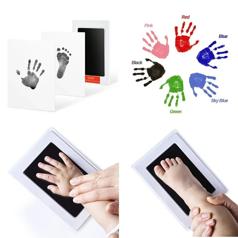 

Newborn Baby DIY Hand And Footprint Kit Ink Pads Photo Frame Handprint Toddlers Souvenir Accessories Safe Clean Baby Shower Gift