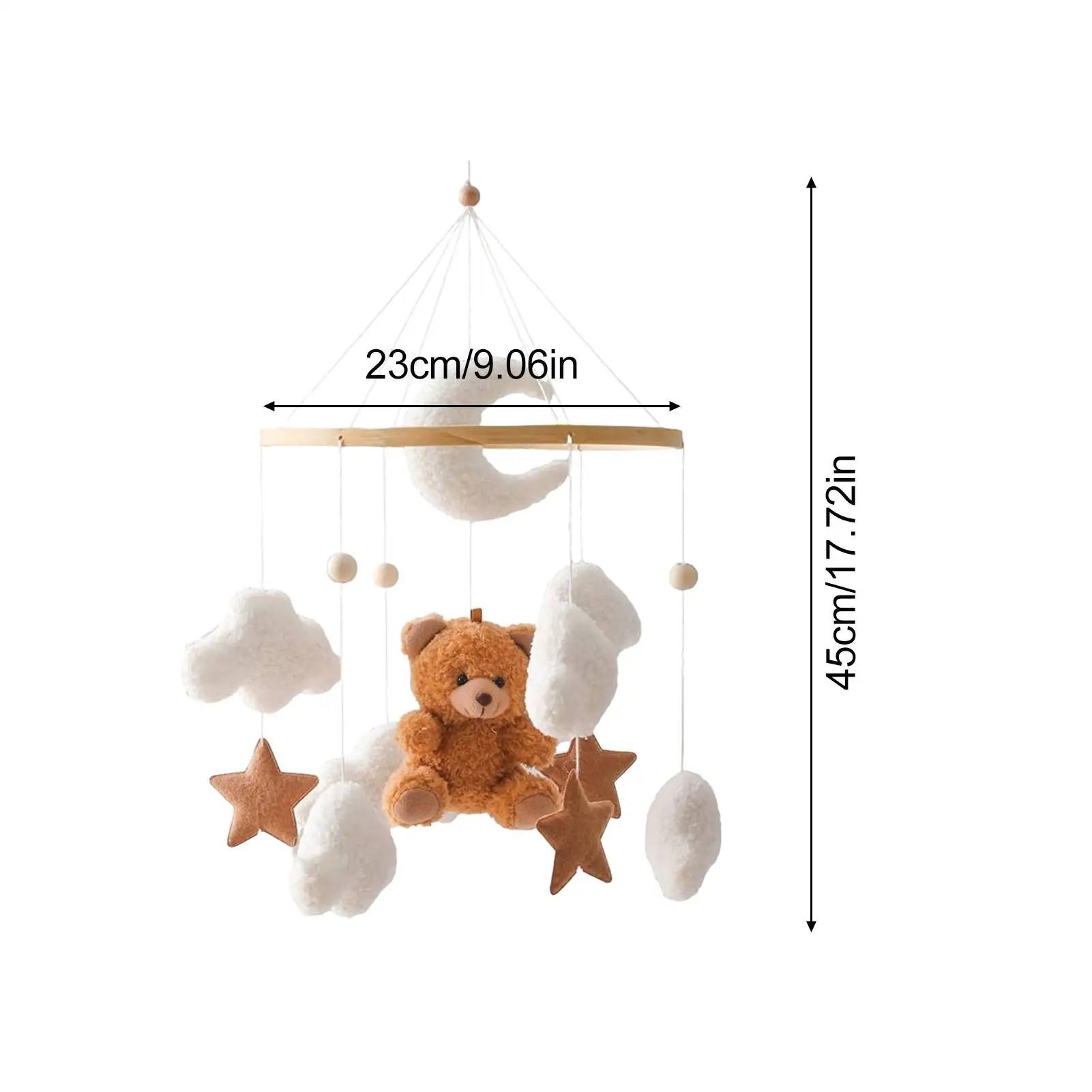 Crib Mobile Baby Bed Bell Rattle Toy Bear Cloud Star Baby Crib Mobile Hangable Soother with Rotation Cartoon Bear Mobile Hanging