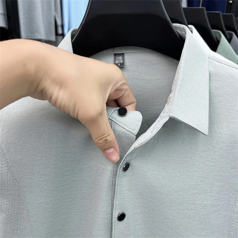 Original Luxusmarke Herren Bedrucktes Poloshirt Herbst Neu Einfarbiges Langarm-Revers-T-Shirt Mode Business Herrenbekleidung – Detail 19