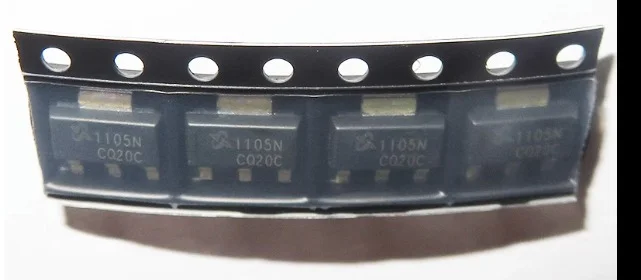 (10 uds) 1105N N Canal MOSFET SOT223 100V 5A Transistor componente electrónico duradero para proyectos eléctricos