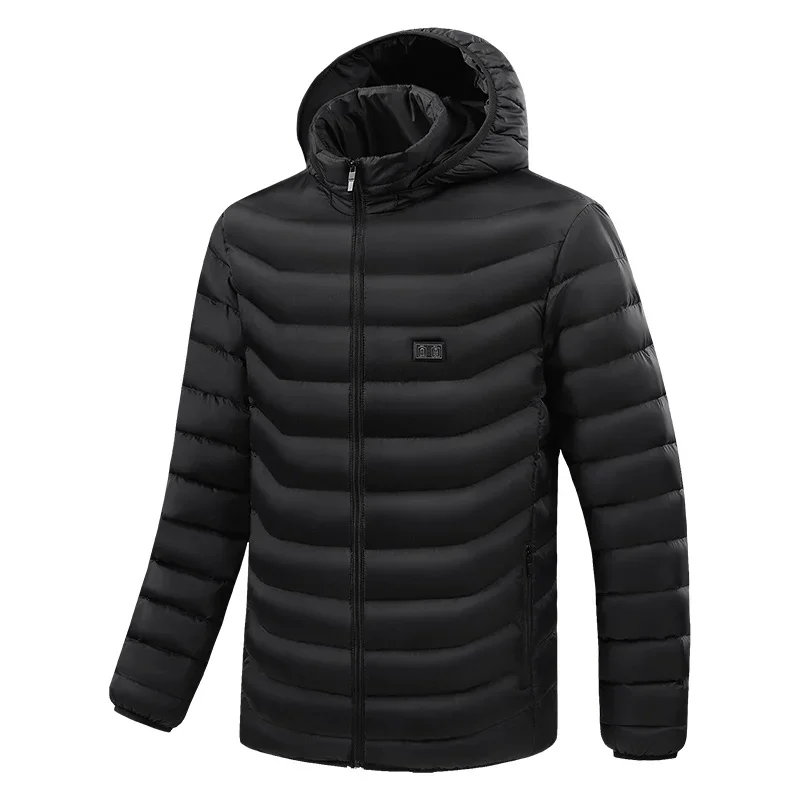 

Men Winter New (No Power Bank)15 Zone Intelligent Heating Hooded Cotton Jacket Versatile Dual Control Heating Electric Warm Coat