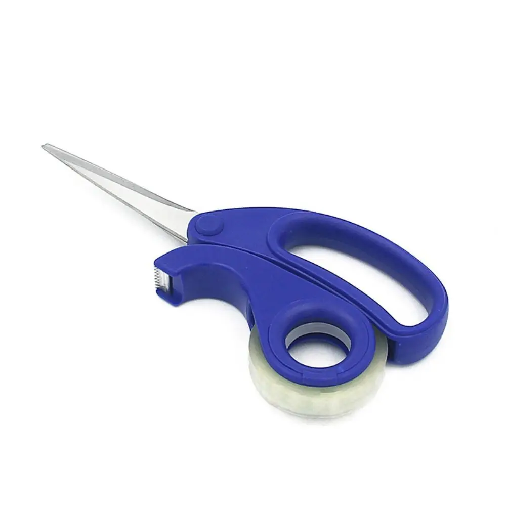 Stainless Steel 2-in-1 Scissors with Transparent Tape Safety Design Utility Scissors Comfortable Grip Multifunctional