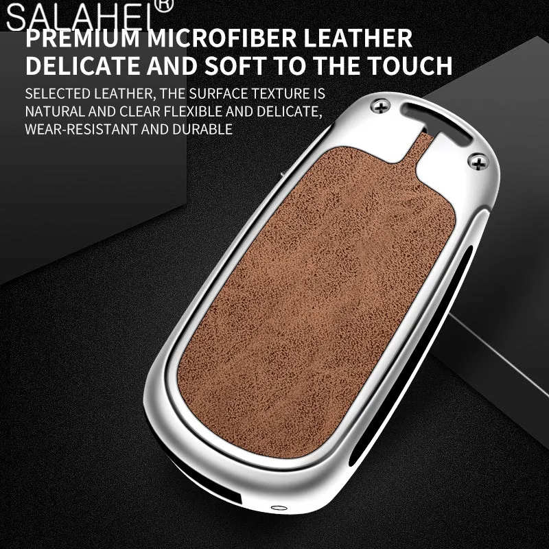 Alloy Leather Car Flip Key Case Cover Shell Keychain For Buick VERANO ENCORE GX GL6 2018- 2020 For Opel Vauxhall Astra K Corsa E