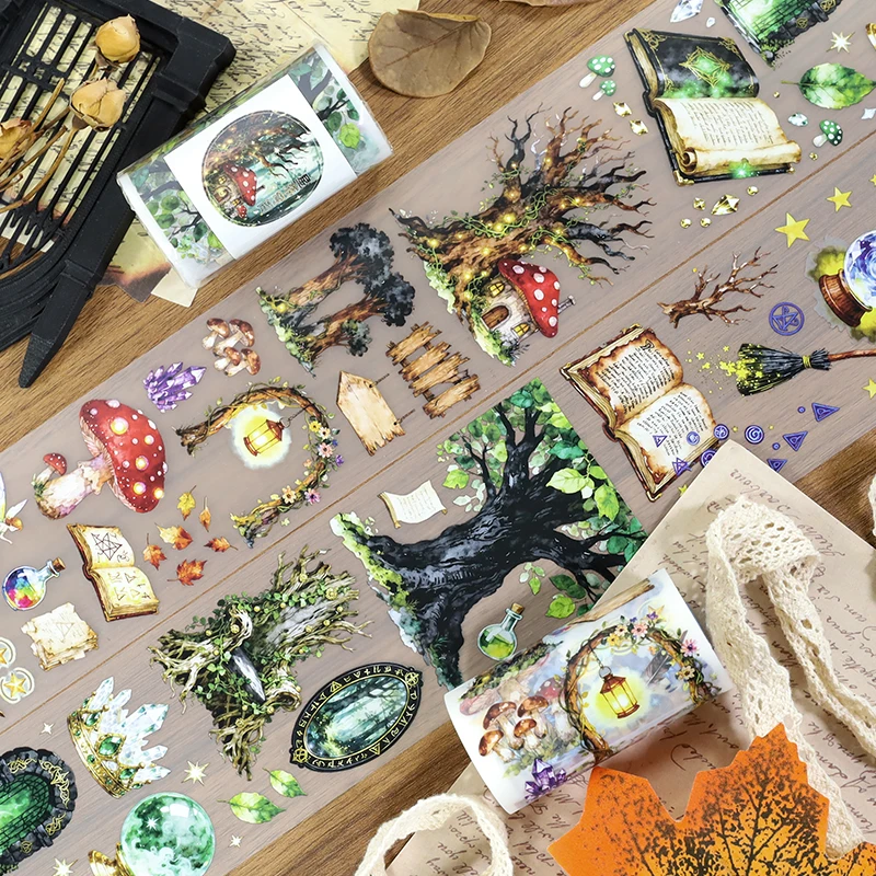 70mm*200cm Vintage Magic Forest Light Landscape PET Tape Creative DIY Journal Material Collage Scrapbooking Stationery