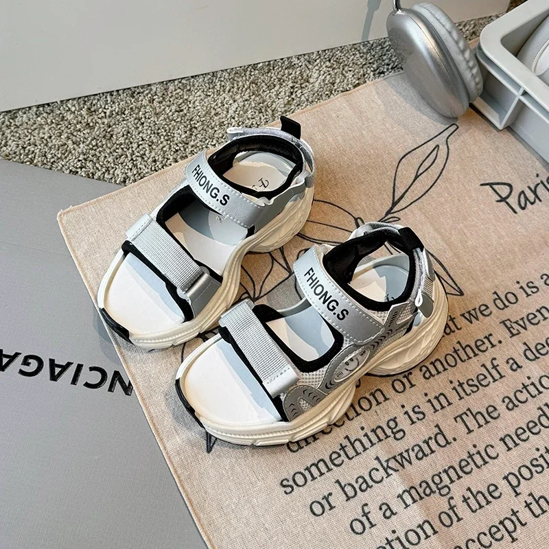 Boys Summer Sports Sandals for Boys Girls Kids Casual Summer Beach Sandals Open Toes Air Mesh Breathable Anti-kick Fashionable