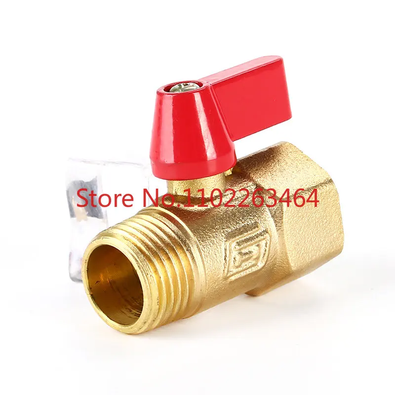 

5pcsExternal thread ball valve all-copper right-angle handle switch DN15 straight-through threaded joint small red cap pipe