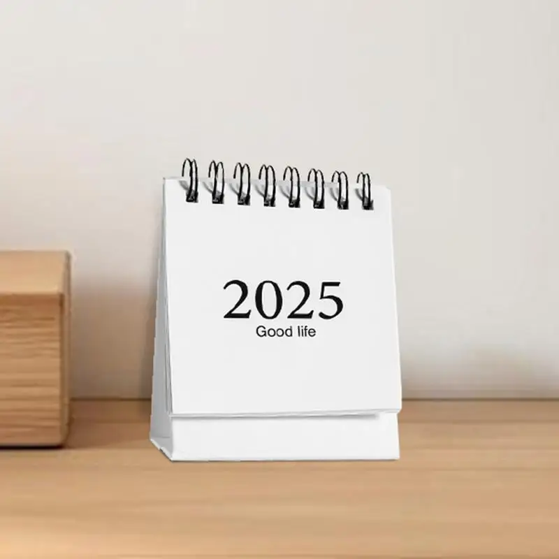 Desk Calendar Small Standing 360 Degree Page Turning Small Desk Calendar 2025 Double-Sided Standing Flipping Portable Calendar