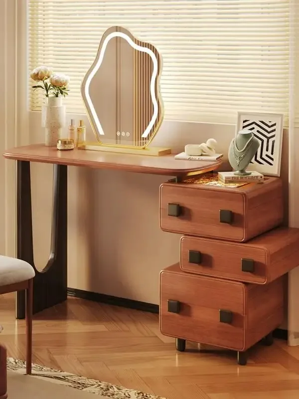 

French medieval retractable building block dressing table bedroom solid wood makeup table bedside table