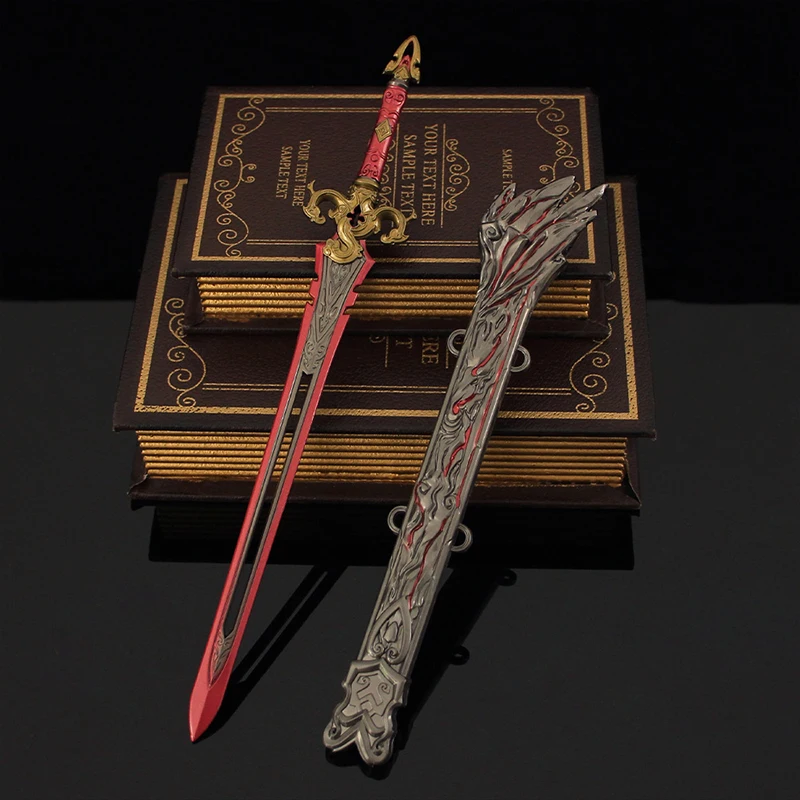 30 cm Naraka: Bladepoint-Waffe, roter Himmel, Schwertspiel, Metallmodellsammlung, Schreibtischdekoration, Display, Weihnachtsgeschenke, Spielzeug für Kinder