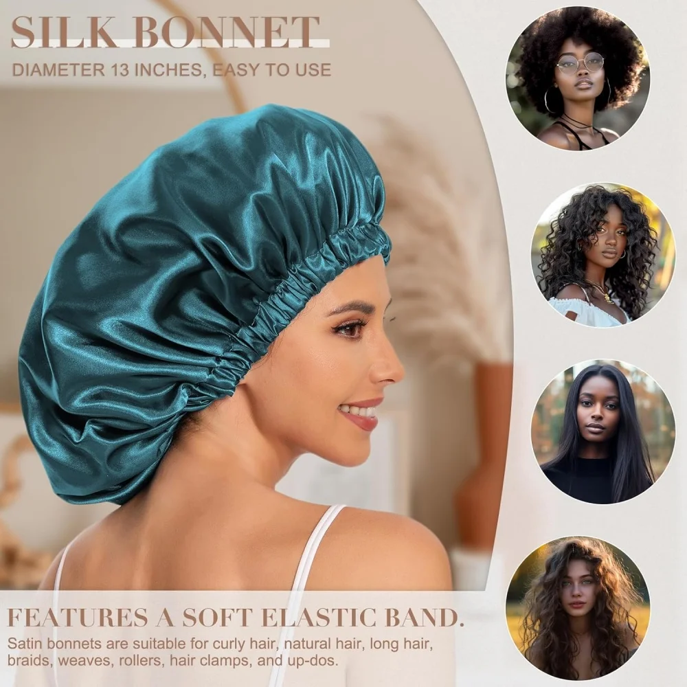 Satin Bonnet Silk Bonnet Hair Bonnet Sleeping Slouchy Beanie Hat Satin Sleep Cap Nightcap Bonnets For Women's Natural Curly Hair