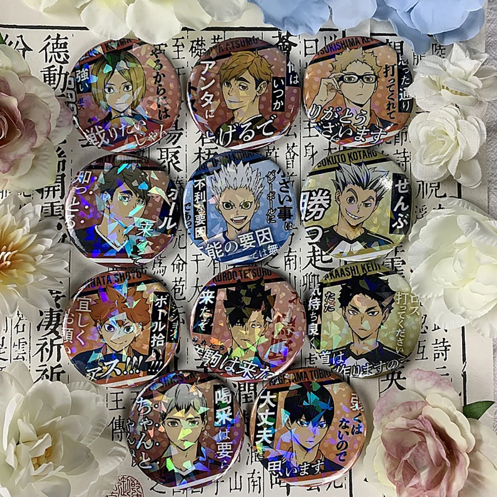 

Hot Sale Japanese Anime Haikyuu Tinplate Pins Backpack Funny Brooch Badges Shoyo Hinata Timeskip Sakusa Atsumu Gift Peripheral