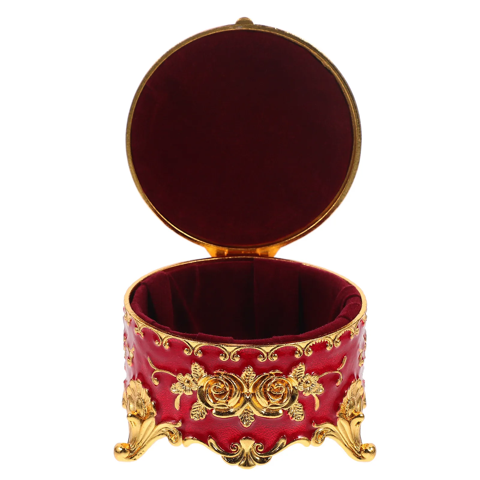 

Круглая металлическая шкатулка для украшений с эмалевой розой, органайзер для хранения колец, серег, ожерелий, классический белый цвет, декор для дома