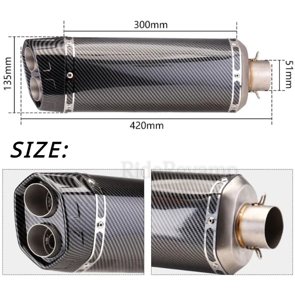 51mm Universal Motorcycle AK Exhaust Pipe Muffler with Db Killer For Er6n Z900 Z800 F800gs S1000rr R6 Z400 R3 R25 MT07