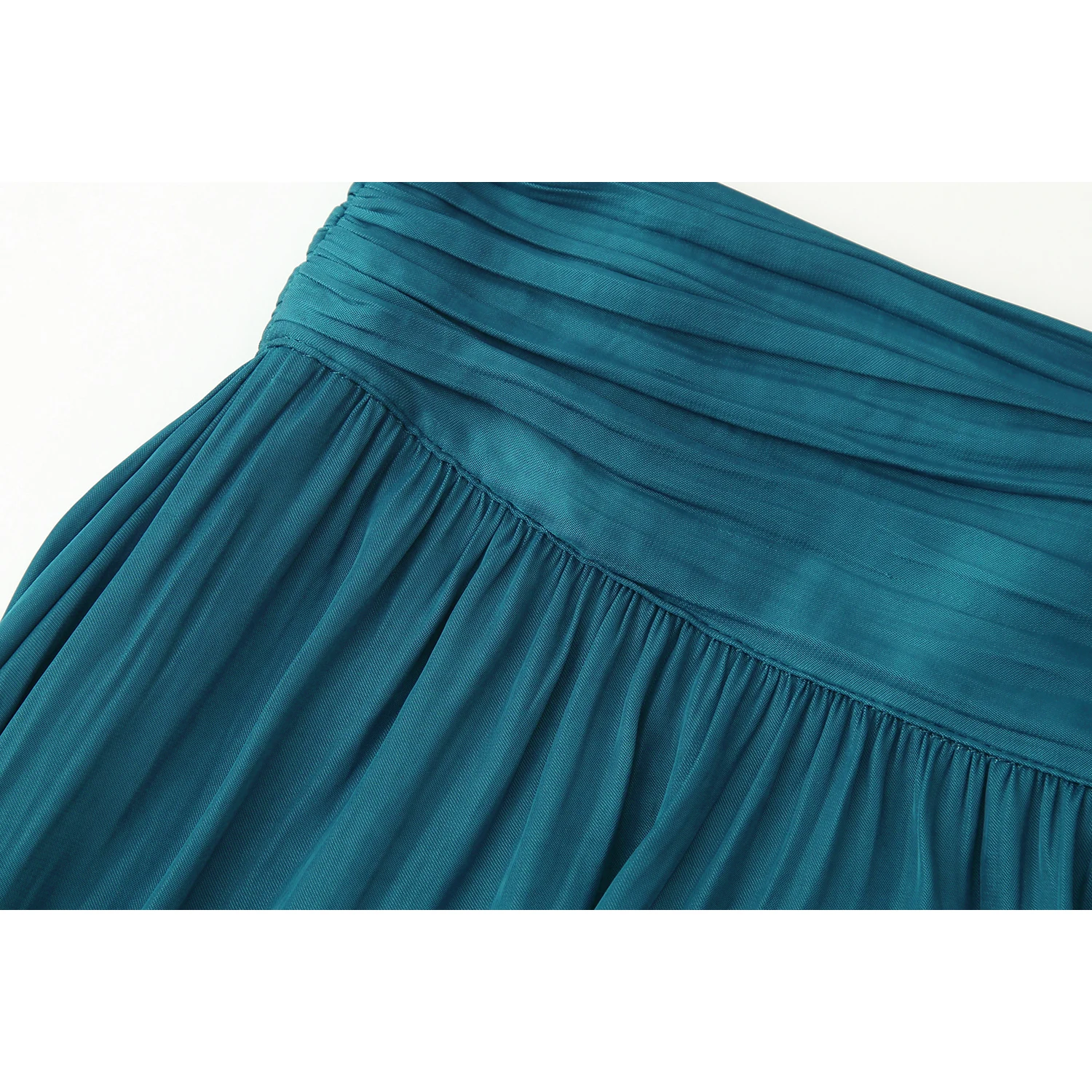 KASLEAD New Women's Fashion Simple Silk Satin Texture Midi Skirt Standard Version A-Line Skirt Polyester Fiber Gathered Waist