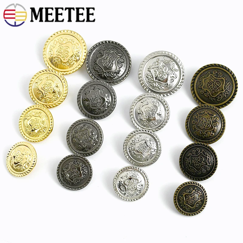 

10Pcs 15-25mm Retro Metal Button for Clothing Jacket Jeans Brass Shank Buckle Coat Bag Decorative Buttons DIY Sewing Accessories