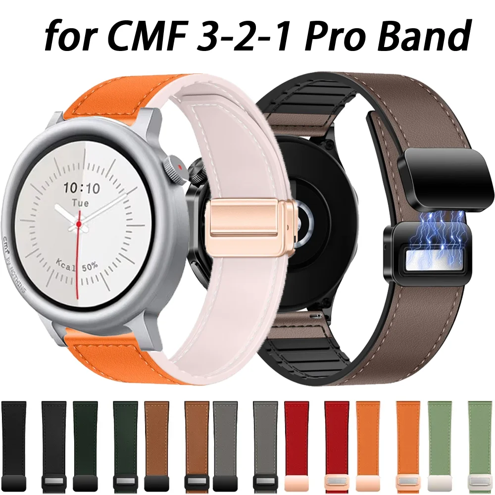 20mm 22mm Silikon+Lederarmband für CMF 3-2-1 Pro/COROS PACE Pro-4-3/APEX 4 42mm Magnetband für Suunto Vertical 2 Race 2/1/S