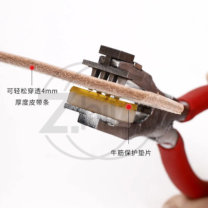 4mm Interchangeable Head Silent Pricking Iron Pliers, Oblique & Flat Chisel, DIY Handmade Leather Craft Punching Tool