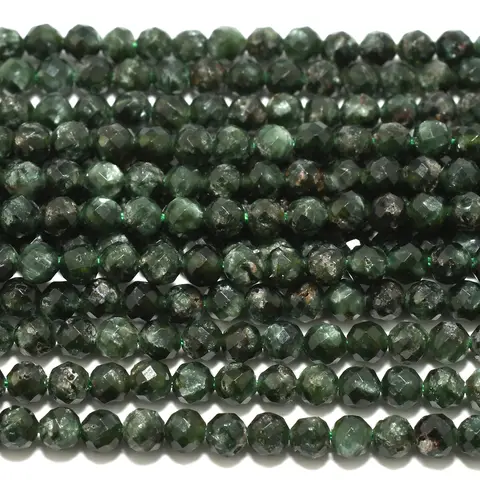 Natural Seraphinite Faceted Round Beads 3.2mm-3.5mm, With Defect