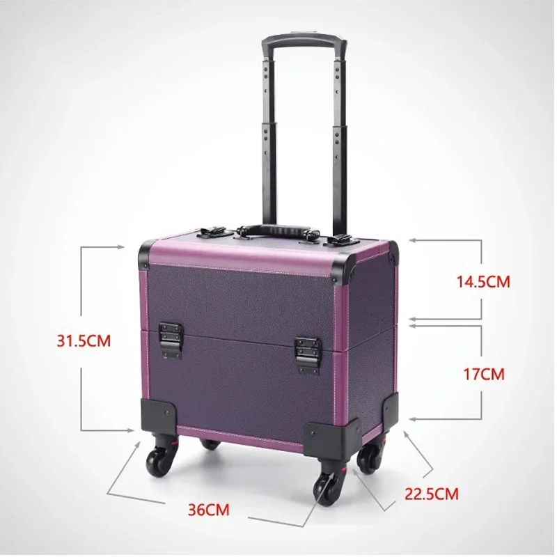 Makeup Case with Wheels luggage Multifunction Technician Toolbox Nail Tattoo Foot Massage Trolley Carry on Bag Make-up Suitcase