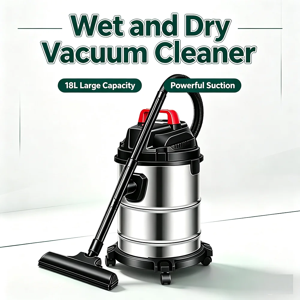 Industrial Vacuum Cleaner Household  Dry and Wet 18L High Power Cleaning Machine Factory Workshop Strong SuctionDust Cleaner