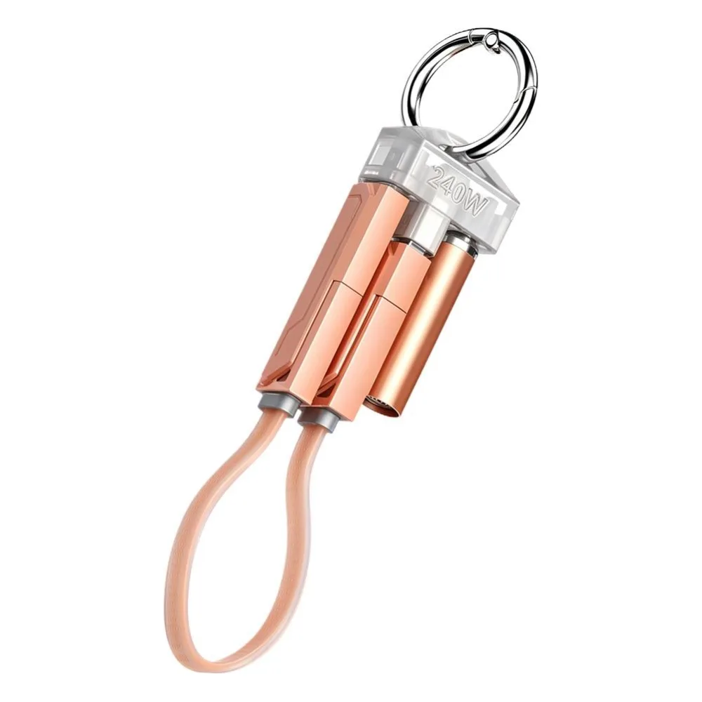 4 in 1 240W Keychain 240W Type C PD Fast Charging Cable Fast Charging with Portable Cord Portable Fast Charging Cable Emergency