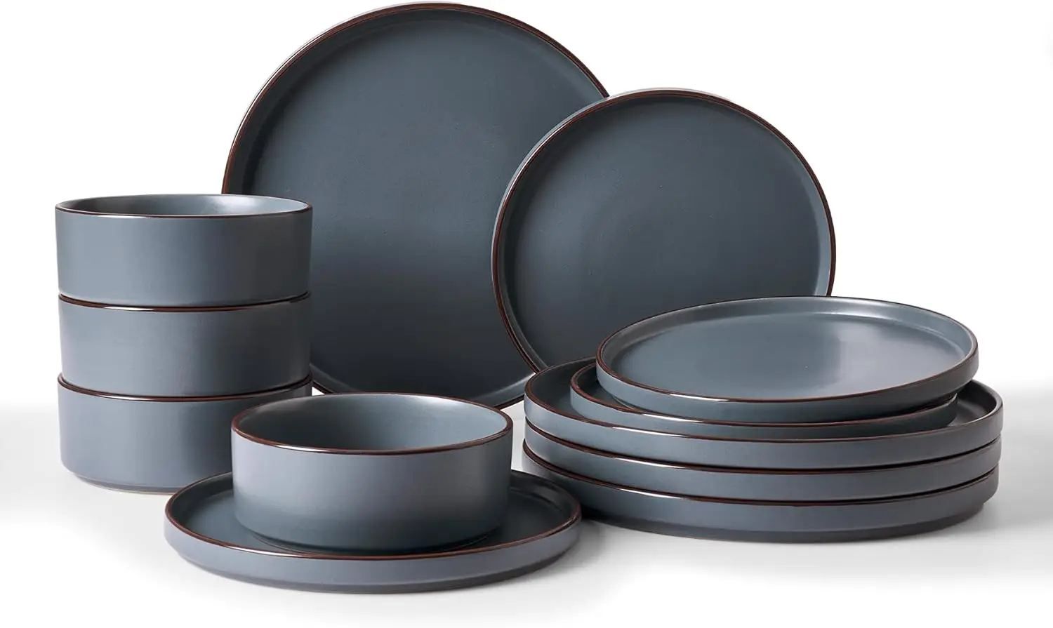 

Nebula Ridge Stoneware Dinnerware Sets, Plates and Bowls Sets for 4, 12 Pieces Dishes Set, Microwave