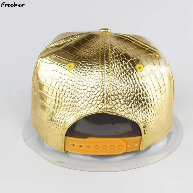 Sombrero de camionero con patrón de cocodrilo para hombre y mujer, gorra de béisbol de estilo Hip Hop, de cuero brillante, Snapback dorado, para Primavera e Invierno