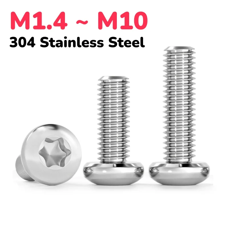 304 Stainless Steel M1.4 ~ M10 Six-Lobe Torx Pan Six Lobe Round Head Screw Blossom Screws Length 3~100 mm