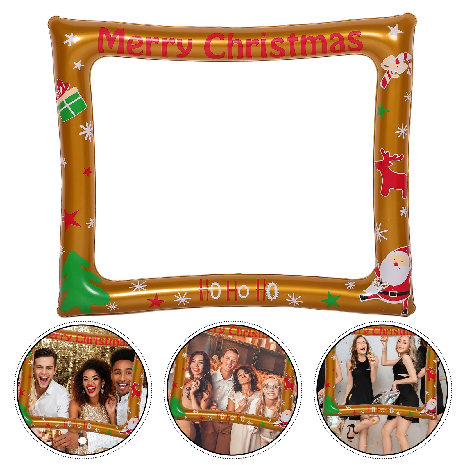 

Inflatable Christmas Photo Frame Prop Holiday Party Decoration Festive Selfie Prop Family Gatherings New Year Party Photo Frames