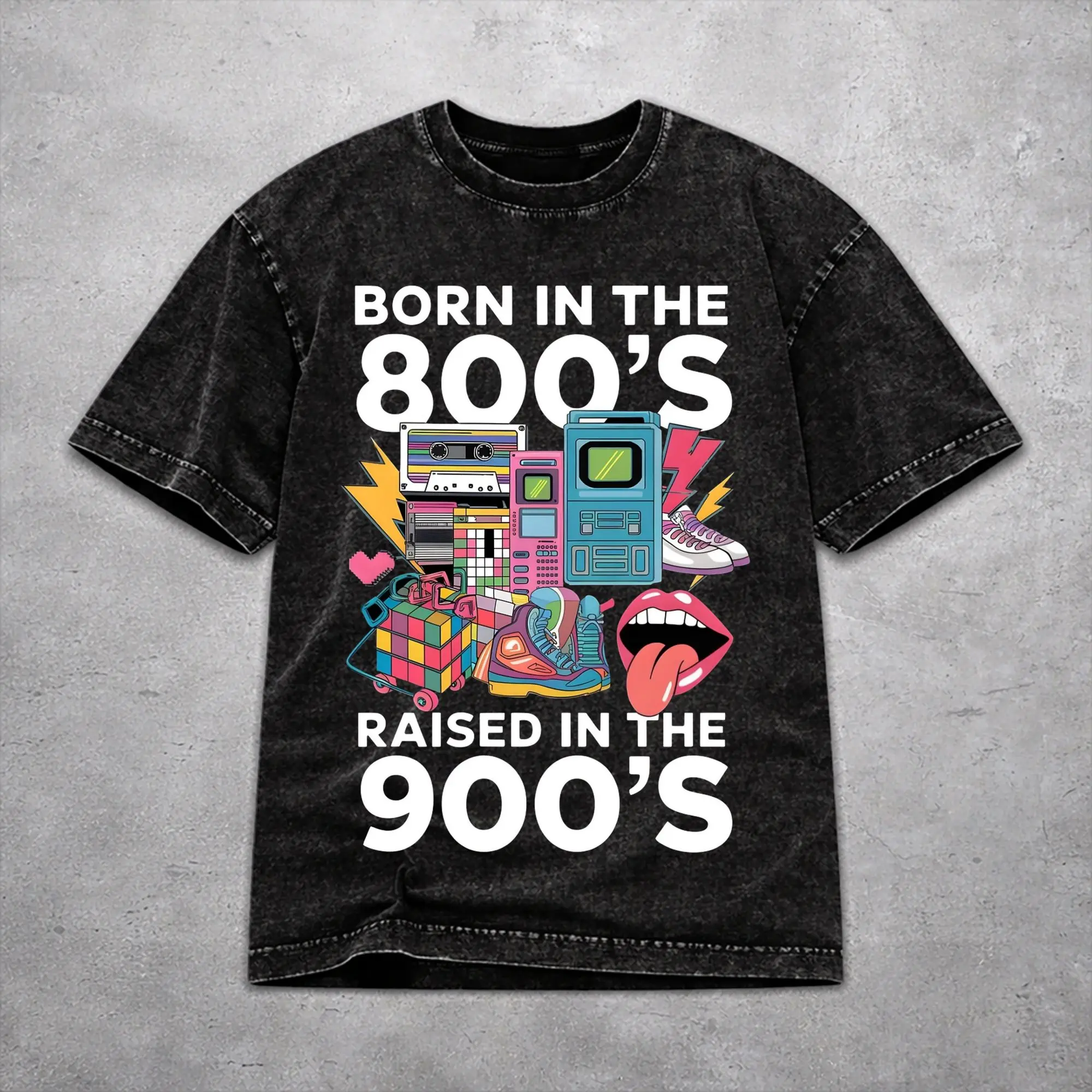 Men Women Born In The 80's Raised In The 90's T Shirt Graphic Cotton Washed  Casual T-Shirts