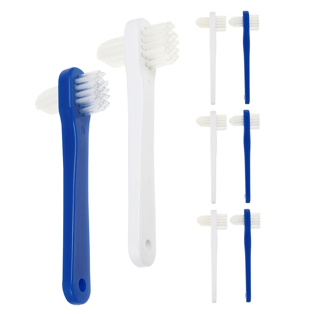 

8Pcs DualHead Portable Mini Travel FalseTeeth Cleaner Portable Mini Toothbrush Set SoftBristles DoubleSided Kit