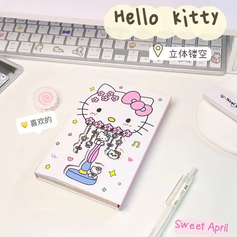 Kawaii HelloKitty Cartoon Anime Notebook Portable Pocket Notepad Student Stationery Notes Thick Colored Pages Diary for Girls