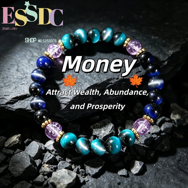 Best Selling Fashion Jewelry Bracelet Lake Blue Lapis Gold Tiger Eye Resin Bracelet Balance Energy Anniversary Gift