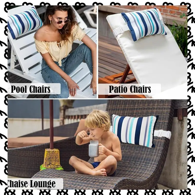 

A07I 2-шт шезлонг подушка для головы с ремешком уличная водонепроницаемая подушка для подголовника шеи с регулируемой резинкой