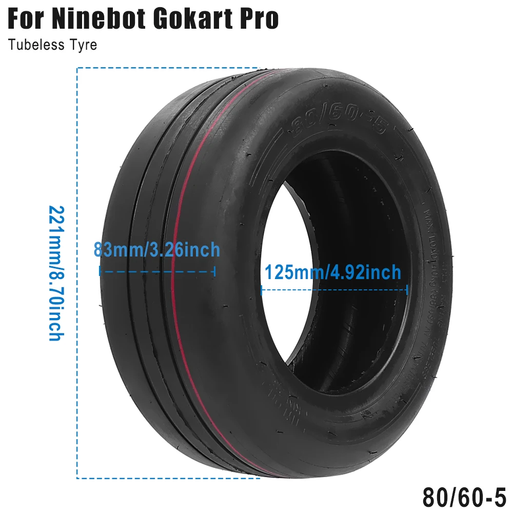 

For Ninebot Gokart Pro E-Scooter 80/60-5 Outer Tyre Vacuum Tubeless Smooth Tire Kart Kit Tire Front Wheel 1/2pcs Tyre Parts