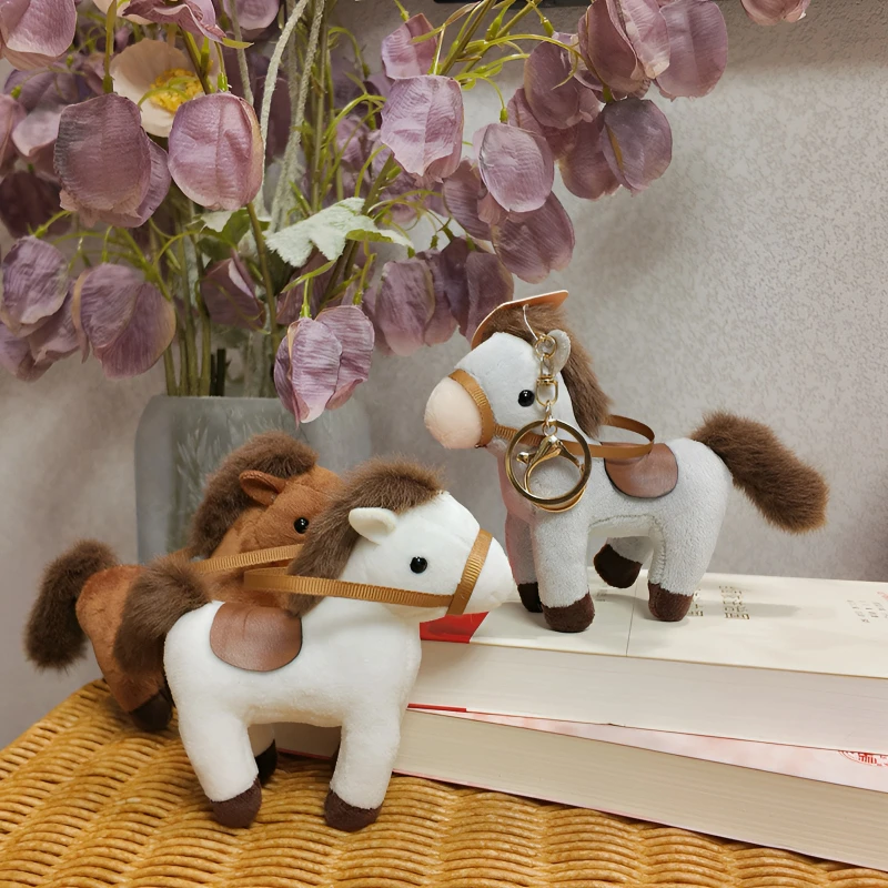 Simpatico portachiavi a forma di cavallo, peluche a forma di cavallo, ciondolo per borsa, cavallo zodiacale cinese (Anno del cavallo) orn
