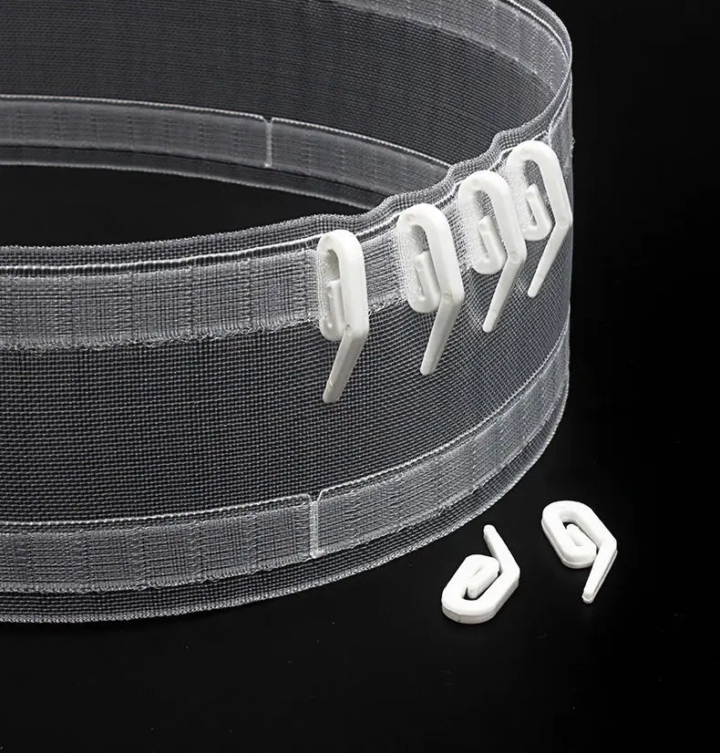 Transparentes Wellen-Vorhangband, Haken, Faltenband-Set für Vorhänge, Drapieren, Welligkeit, Falten, Vorhänge