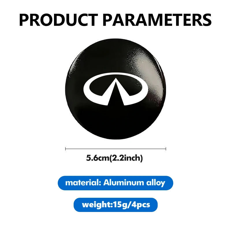 56mm Aluminum Car Wheel Center Hub Cap Sticker Decoration Accessories For Infiniti FX35 Q30 G37 QX70 G35 QX50 QX60 QX80 QX30 view 5