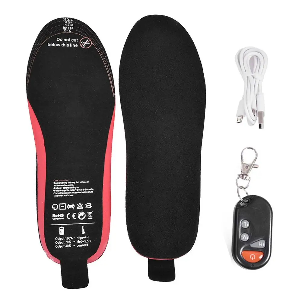 

USB Rechargeable Heated Insole With Remote Control Foot Warmer Can Be Cut For Hunting Fishing Hiking Camping