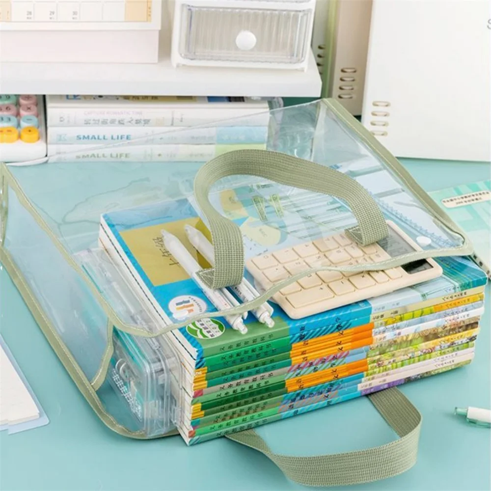 A4 File Organizer Handbag PVC Book Storage Bag Large Capacity Document Folder Business Portable Bags Students Office Supplies