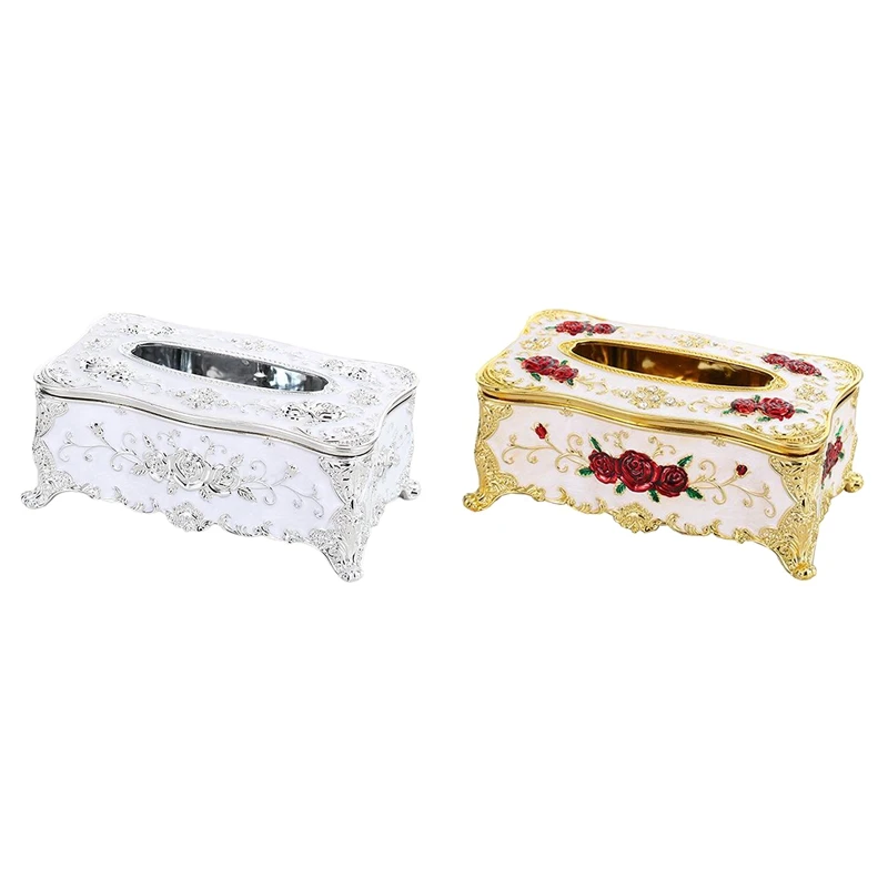 

Retro Storage Tissue Box Paper Napkin Holder Dispenser Organizer Rose Tissue Box For Living Rooms Restaurants