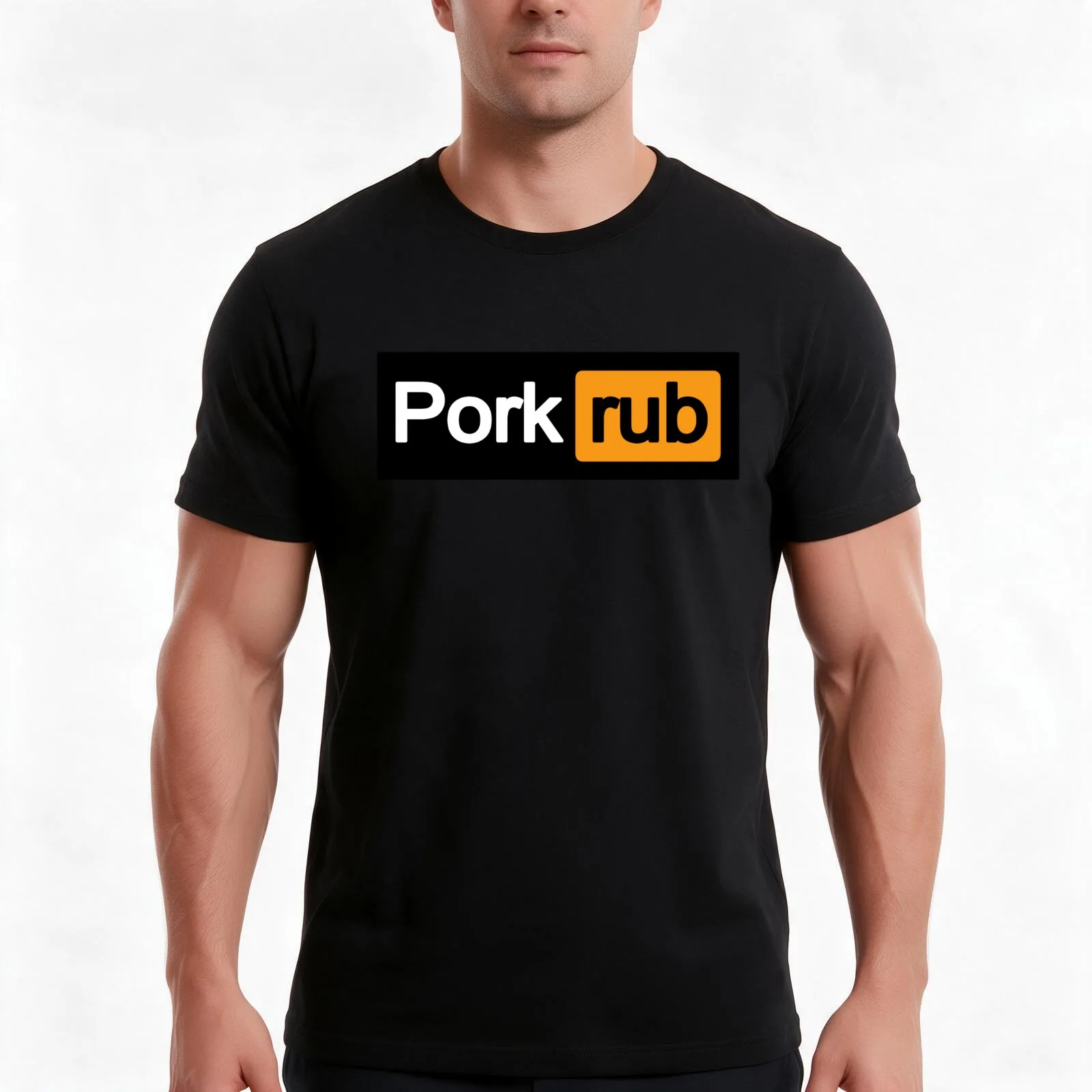 Pork Rub T-Shirt, Summer Casual Cotton Tee, Oversized Streetwear Tops, Vintage Graphic Print, Loose Fit Short Sleeve