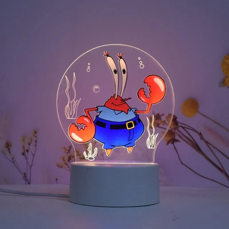 Bob Esponja SquarePants Patrick Star periférico animación de dibujos animados luz nocturna creativa 3D luz decorativa para habitación de niños