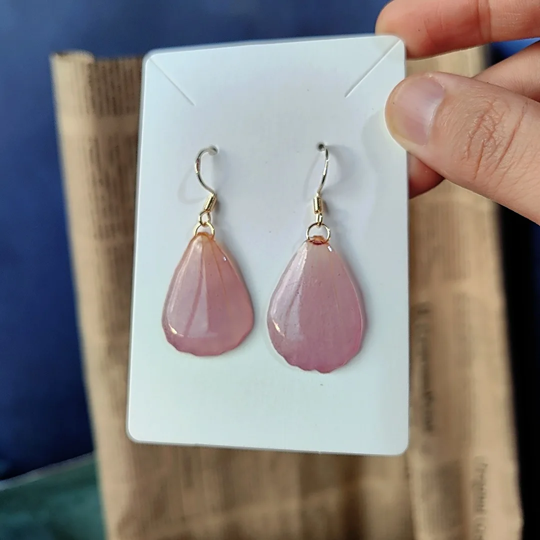 Natural Petal Earrings Handmade Resin Real Flower Drops Dried Flower Ear Jewelry for Women Dangle Earrings Accessories
