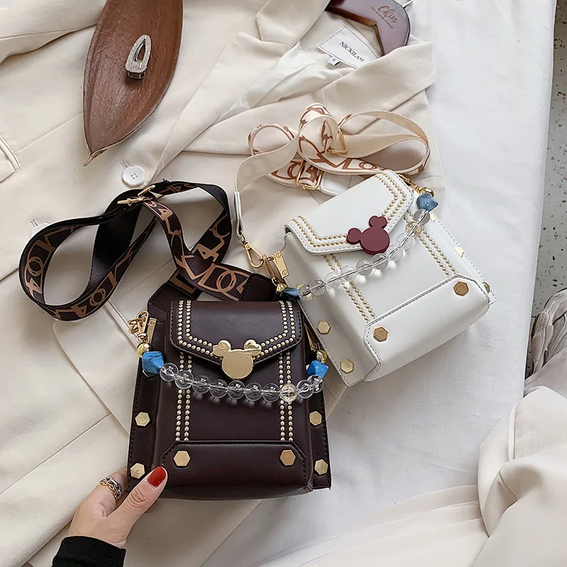Disney mickey mouse pu messenger shoulder bag women handbag cartoon Luxury Design fashion shoulder mobile phone bag