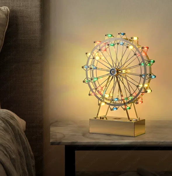 Ferris Wheel Table Lamp Ornament – Rotating Bluetooth Audio Night Light, Creative Fashion Gift for Girlfriend
