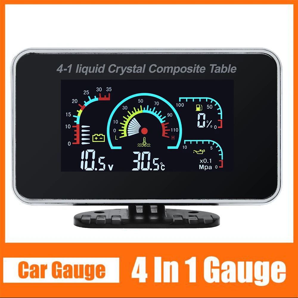 

4 In 1 Car ALARM Gauge Voltmeter Volt + Water Temperature + Fuel Gauge + Oil Pressure Gauge Temp Sensor Oil Pressure sensor